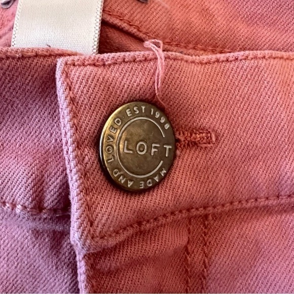 LOFT Coral Pink Twill Shorts Tie Hem Cotton Blend Y2K Summer Casual Women's 2 - Picture 5 of 8